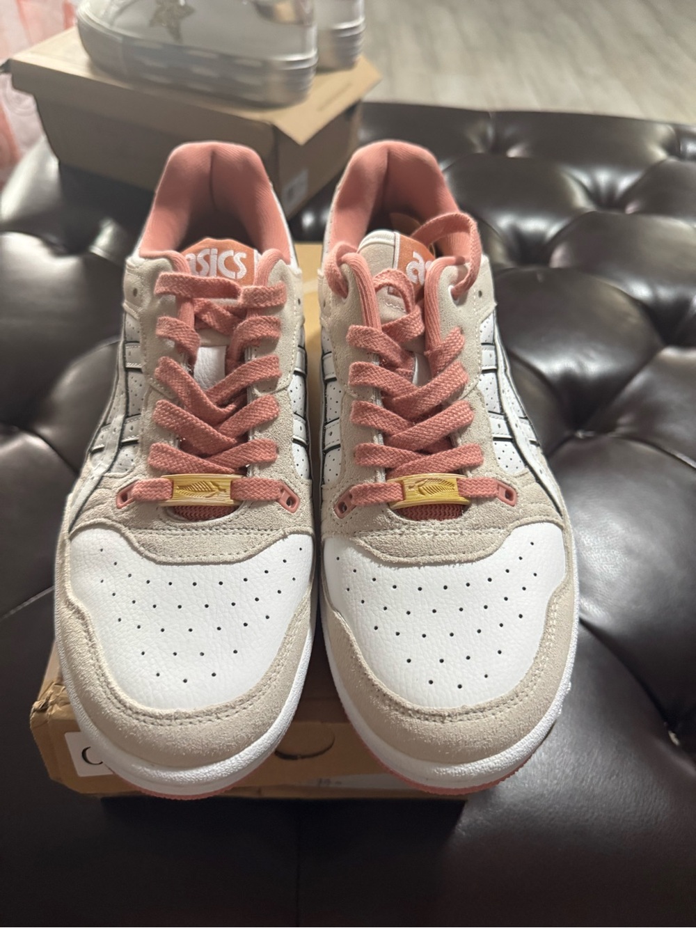Asics Low-Top Sneakers in White & Beige